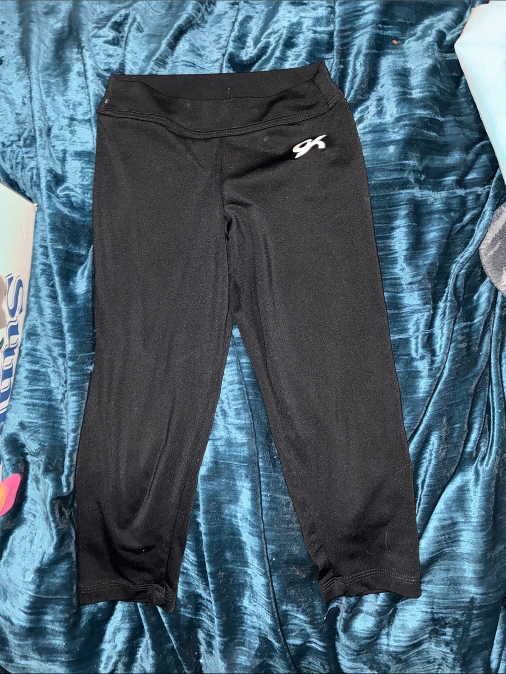 GK Black Kids Capri Leggings with White Logo